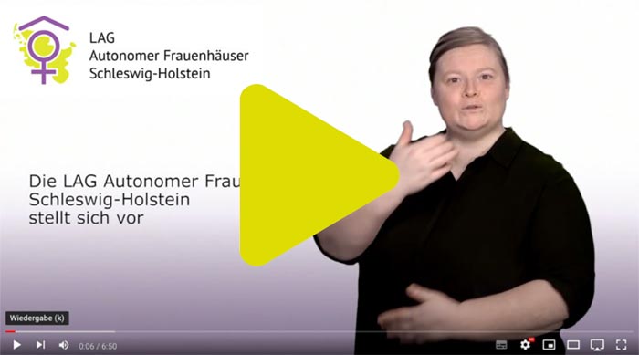 Screenshot eines YouTube-Videos der LAG Autonomer Frauenhäuser Schleswig-Holstein mit Verlinkung zum Kanal