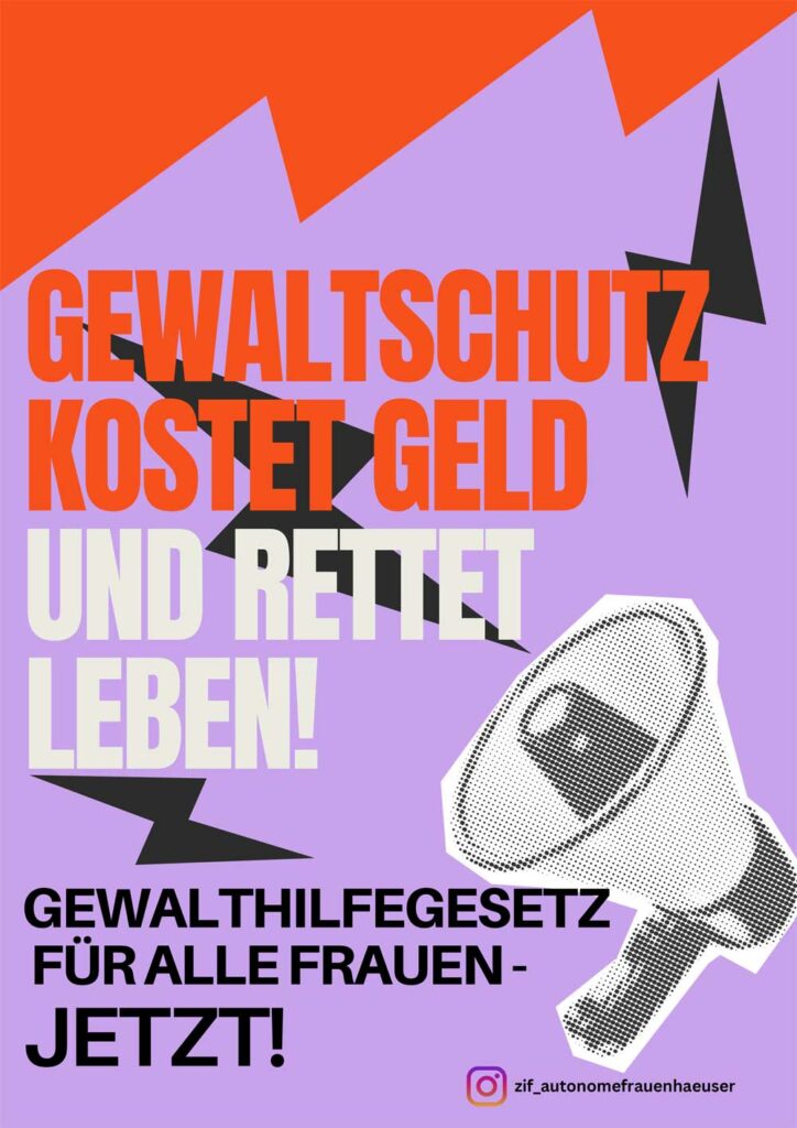 Vorderseite des Flyers „Gewaltschutz kostet Geld und rettet Leben!„